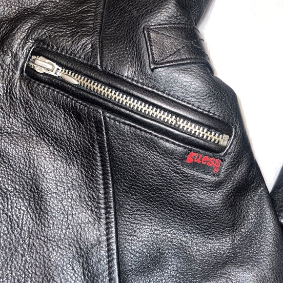 Guess black 100% genuine leather jacket - Picture 4 of 7